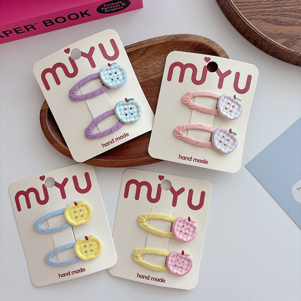 MyKids-USA® Collection of 2 Versatile Cute Cloth Design Fruits Decorated Hair Clips-0