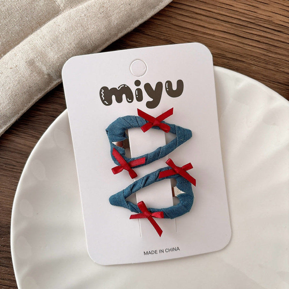 MyKids-USA® Collection of 2 Versatile Cute Color Patchwork Design Hair Clips-2