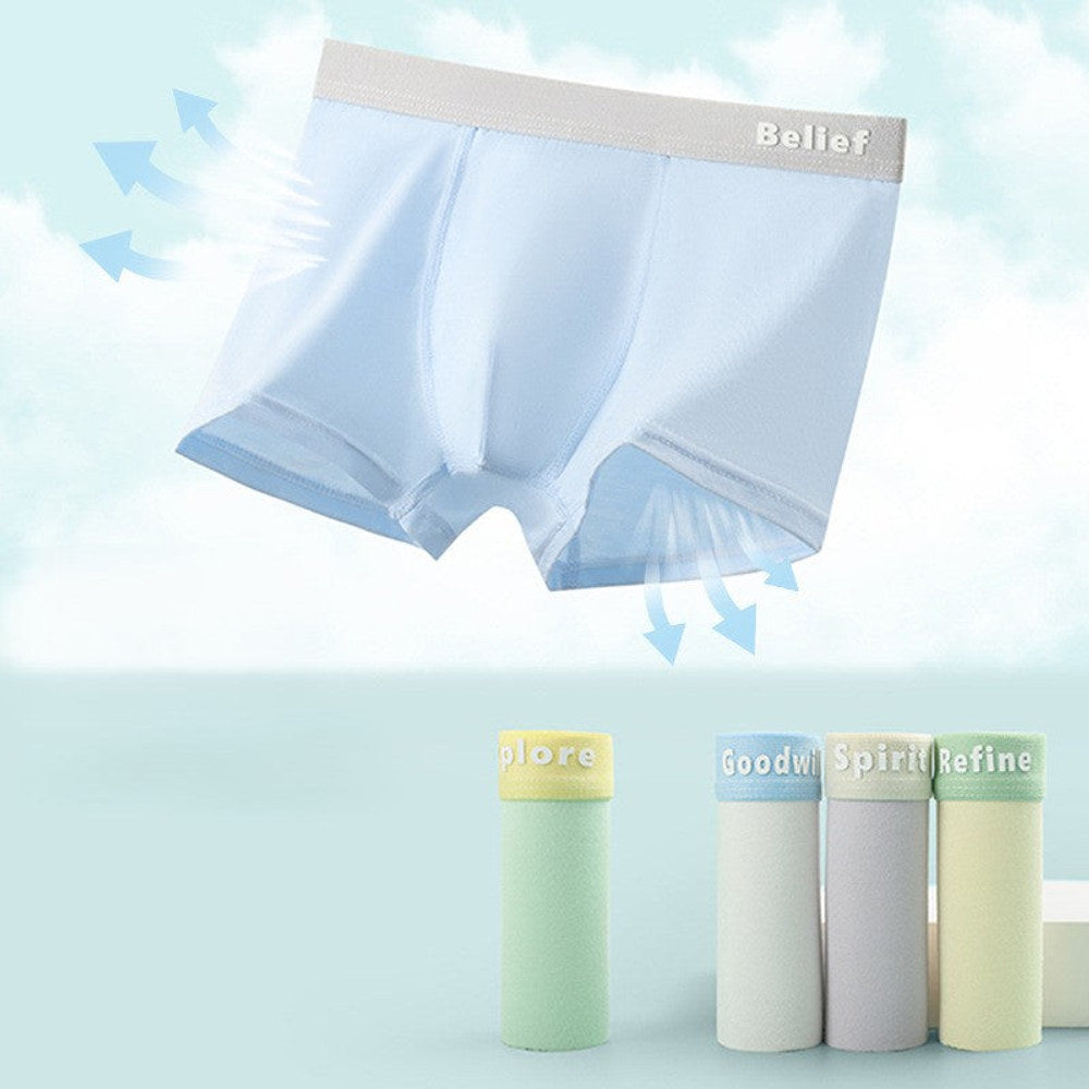 Boys’ Color Patchwork Letters Pattern Boxer Brief Breathable Underwear Set-0