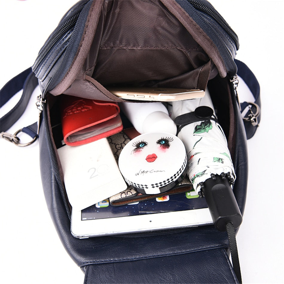 Genuine Leather Backpack for Women Water Resistant Anti Theft Travel Bag